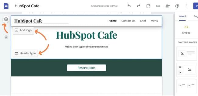 how to edit your header in google sites.